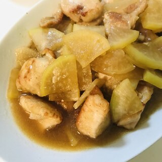 【194kcal】鶏むね肉と大根の柚子胡椒炒め